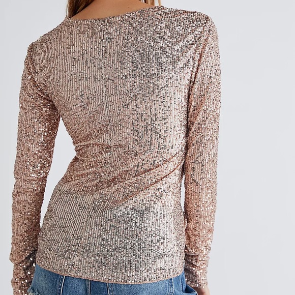 NWOT Free People Intimately Gold Rush in Rose Gold Combo Long Sleeve Sizes XS&S - Picture 2 of 6